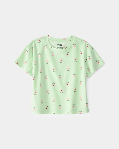 Toddler Girl Floral Relaxed Top - Green