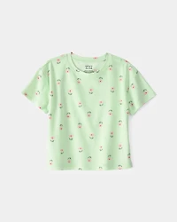 Toddler Girl Floral Relaxed Top - Green