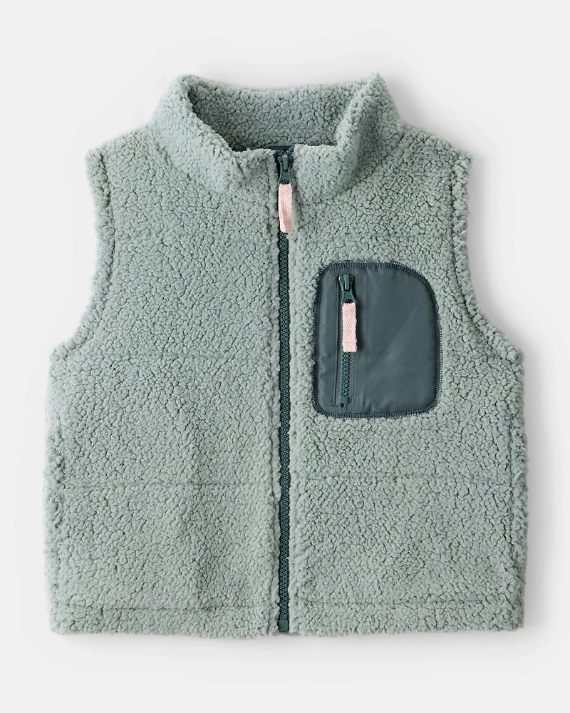 Girls Sherpa Vest - Green