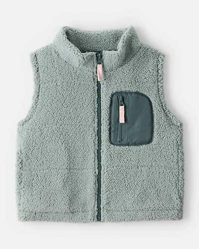Girls Sherpa Vest - Green