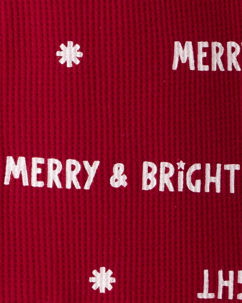 Baby Merry & Bright Christmas Cotton Long-Sleeve 2-Way Zip 1-Piece Pajamas - Red