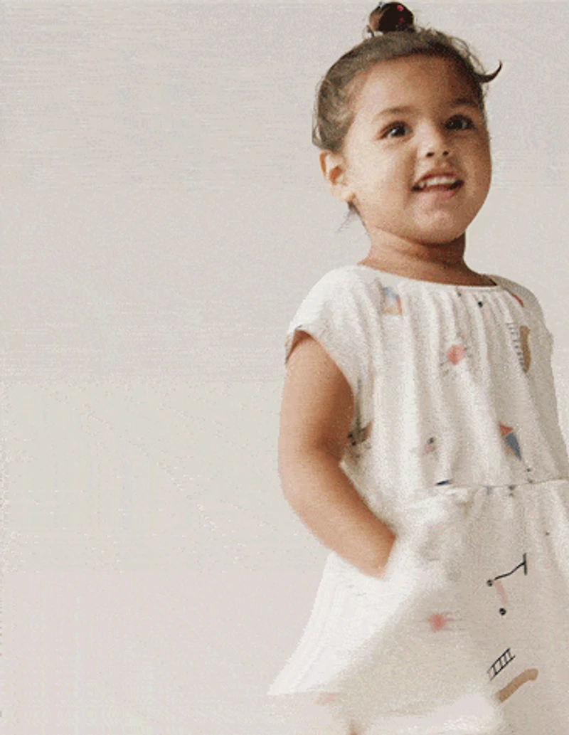 Toddler Girl Avenue Twirl™ Dress in Park Day Print - Cream