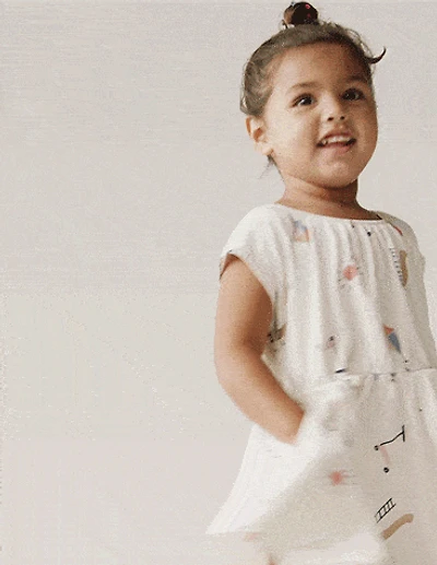 Toddler Girl Avenue Twirl™ Dress in Park Day Print - Cream