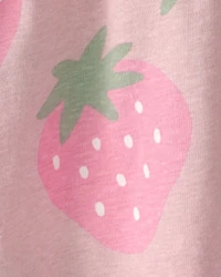 Toddler Girl Strawberry Short-Sleeve Dress - Pink