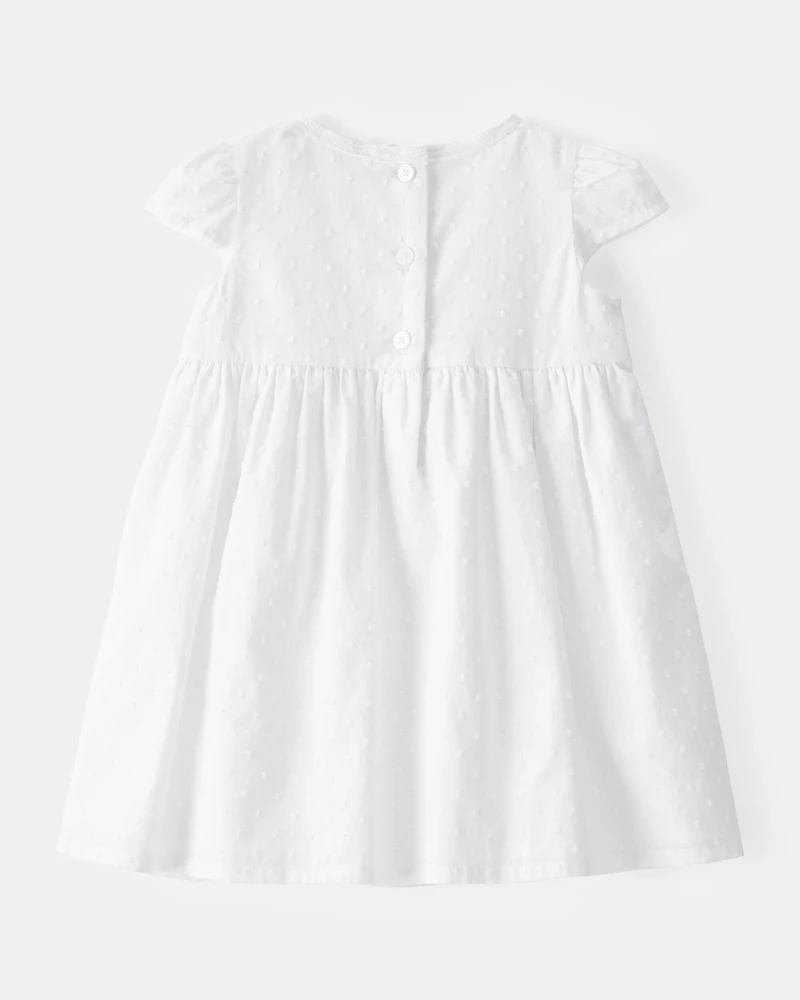 Baby Girl Textured Babydoll Dress - White
