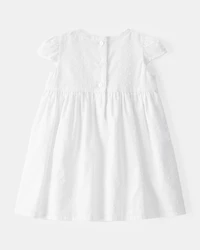 Baby Girl Textured Babydoll Dress - White