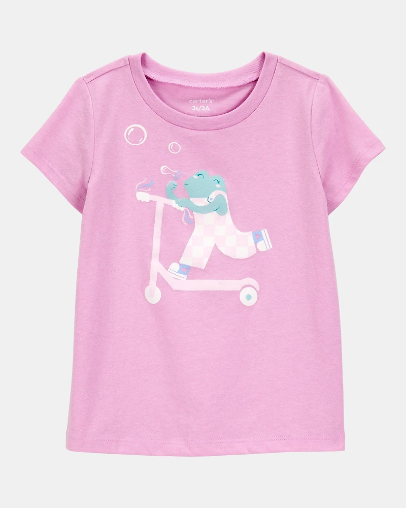 Toddler Scooter Frog Short-Sleeve Graphic Tee - Pink