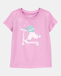 Toddler Scooter Frog Short-Sleeve Graphic Tee - Pink
