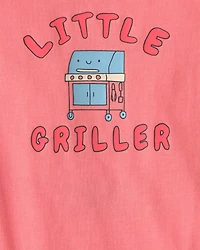 Baby Boy 'Little Griller' Sleeveless Graphic Bodysuit - Coral
