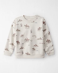 Kid French Terry Sweatshirt Made with Organic Cotton in Western Rodeo Print