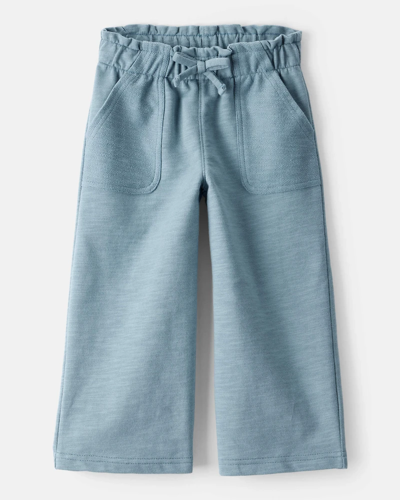 Toddler Girl 100% Cotton Wide-Leg Pants - Blue