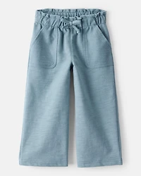 Toddler Girl 100% Cotton Wide-Leg Pants - Blue