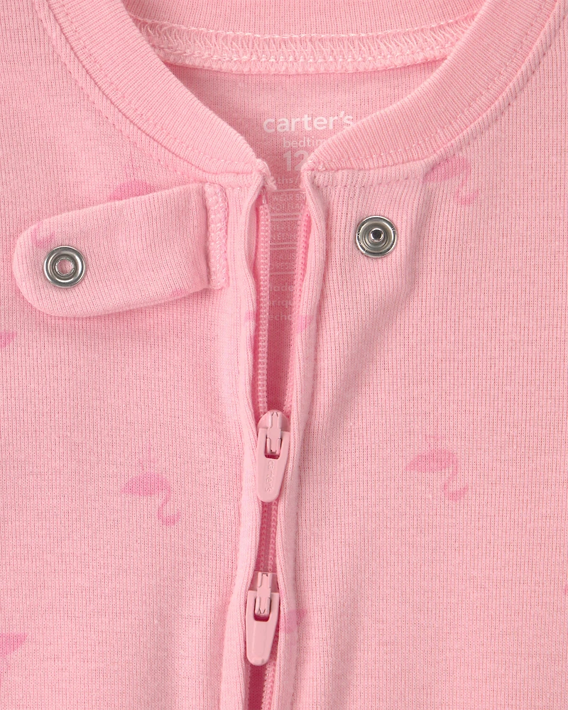 Baby Girl Flamingo 100% Cotton Snug Fit 1-Piece Pajama - Pink
