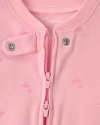 Baby Girl Flamingo 100% Cotton Snug Fit 1-Piece Pajama - Pink