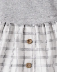 Baby Girl DayDream Fleece Plaid Dress - Grey/White