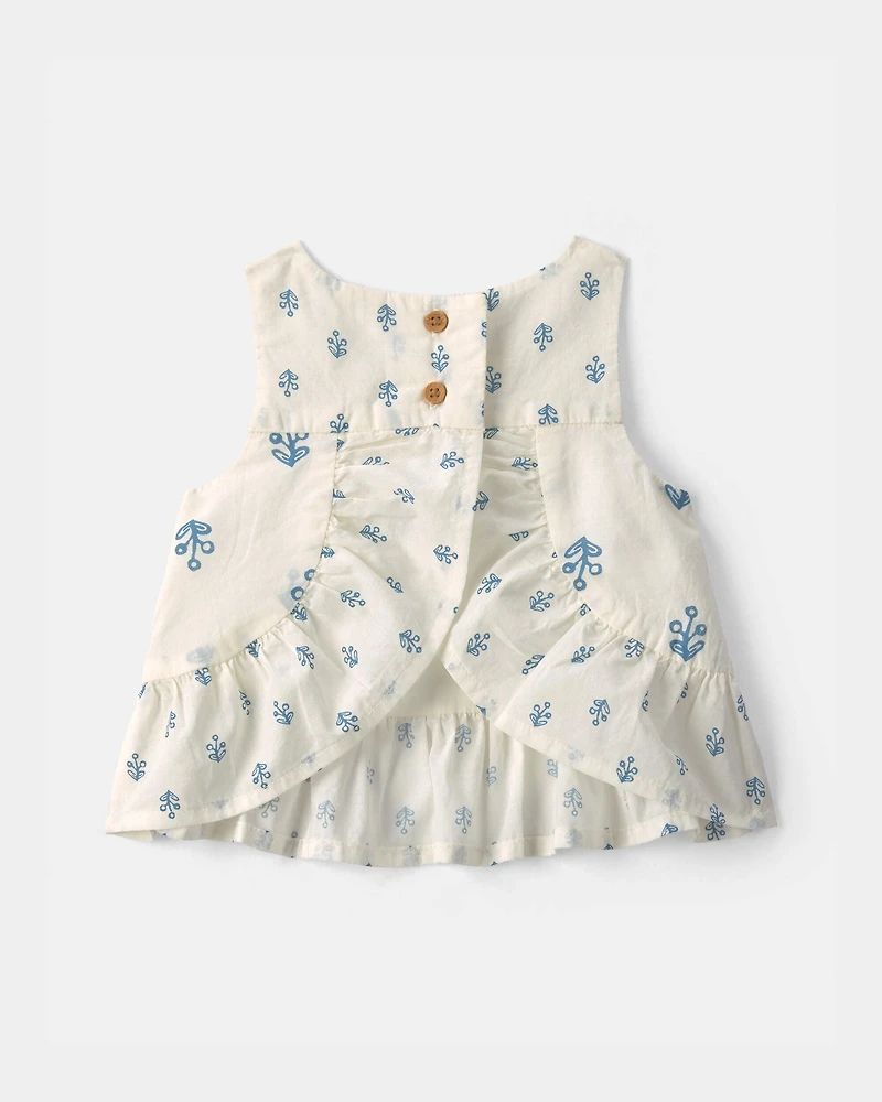 Baby Girl Floral Pelum Top - Ivory
