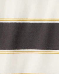 Boys Cotton Short-Sleeve Stripe Polo - Brown/Ivory