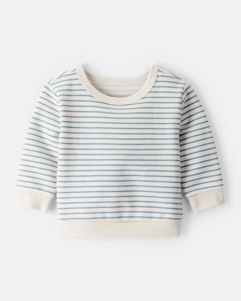 Baby Boy DayDream Fleece Stripe Pullover Sweatshirt - Blue