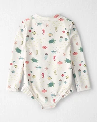 Toddler Girl Recycled Rashguard Swimsuit in Under the Sea