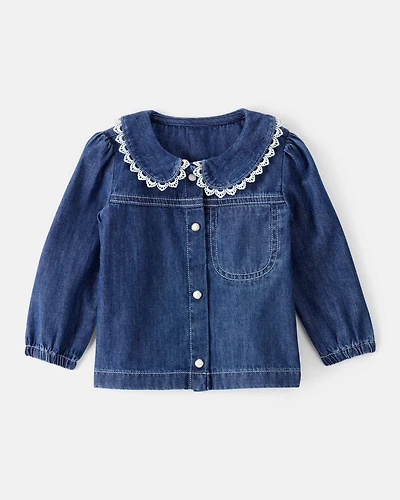 Baby Girl Western Denim Long-Sleeve Top - Blue