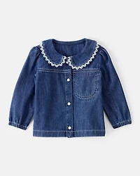 Baby Girl Western Denim Long-Sleeve Top - Blue