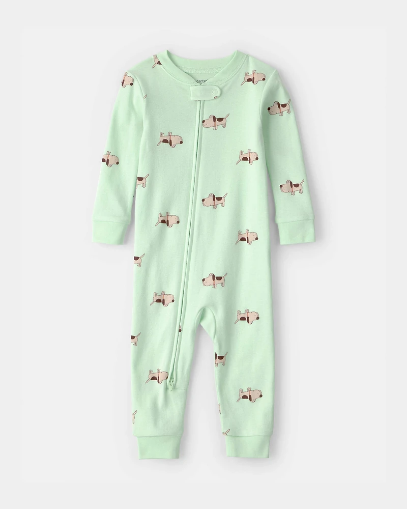 Toddler Dog 100% Cotton Snug Fit 1-Piece Pajama - Green