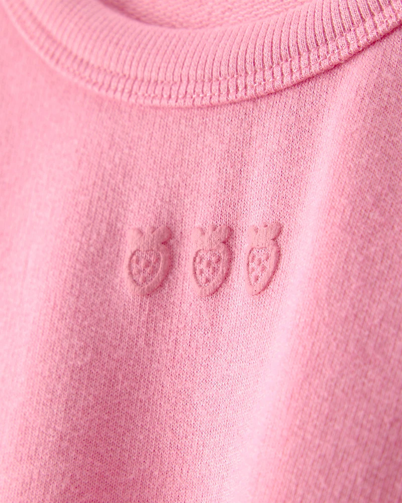 Baby Girl Strawberry French Terry Pullover Sweatshirt - Pink