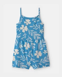 Girls Tropical Floral Romper - Blue