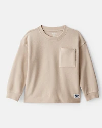 Toddler Boy Ribbed Long-Sleeve Pocket Tee - Tan