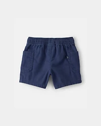 Baby Boy Twill Drawstring Shorts - Navy