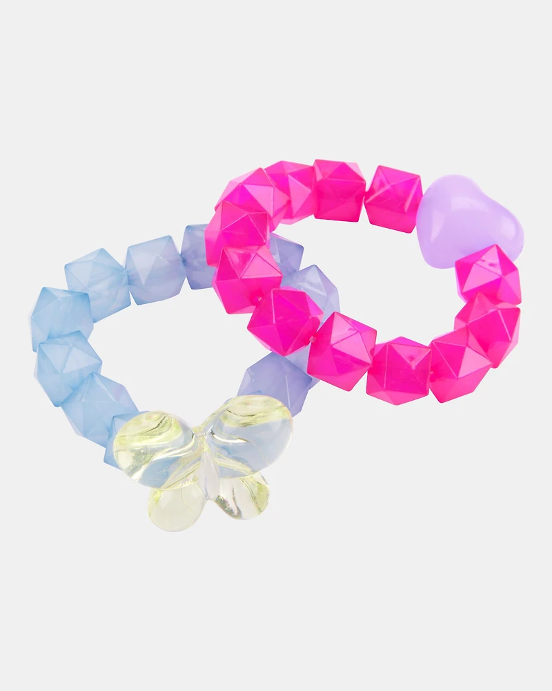 2-Pack Butterfly & Heart Bracelets