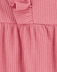 Baby Girl 2-Piece Solid Flutter-Sleeve Relaxed Fit Jumpsuit & Headwrap Outfit Set - Pink