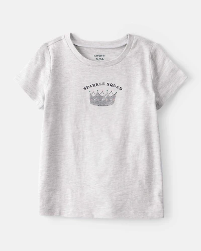 Toddler Girl Sparkle Squad Short-Sleeve Graphic Tee - Grey