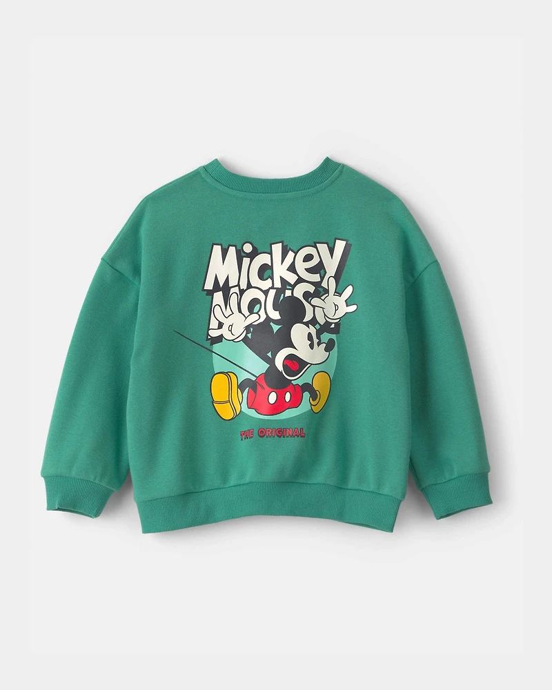 Toddler Boy Disney© Mickey Mouse French Terry Pullover Sweatshirt - Green