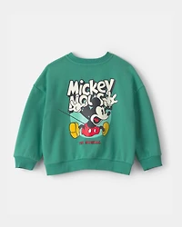 Toddler Boy Disney© Mickey Mouse French Terry Pullover Sweatshirt - Green