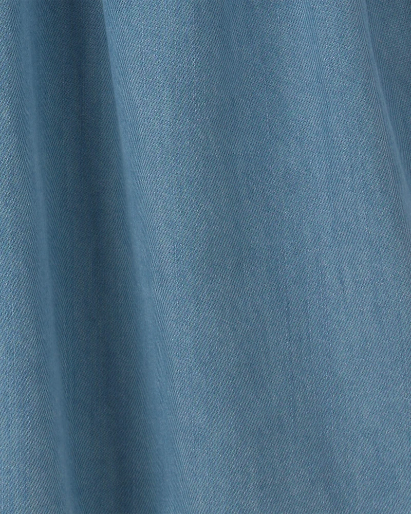 Girls Denim Short-Sleeve Dress - Indigo