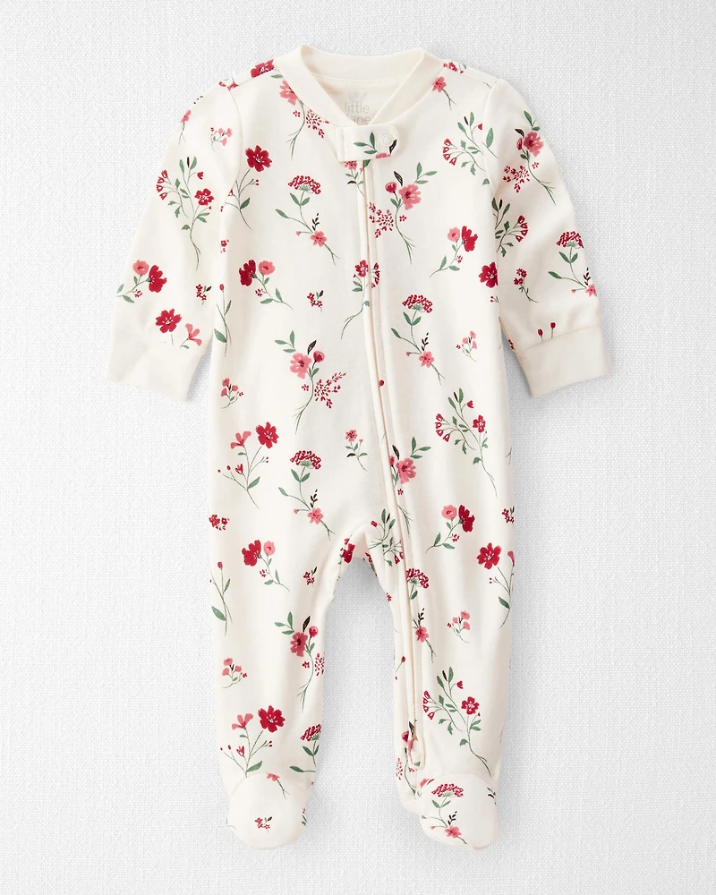 Baby Organic Cotton Sleep & Play Pajamas in Rosethorn Hollow Print