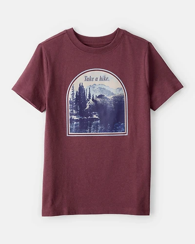 Boys Take A Hike Mountain Short-Sleeve Graphic Tee - Burgundy