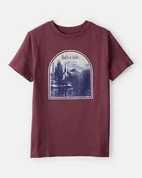 Boys Take A Hike Mountain Short-Sleeve Graphic Tee - Burgundy