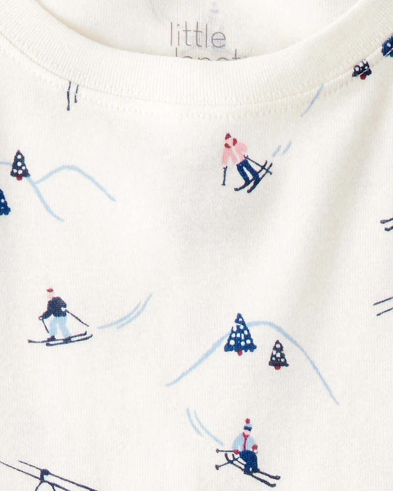 Kid Organic Cotton Pajamas in Snowy Slopes Print
