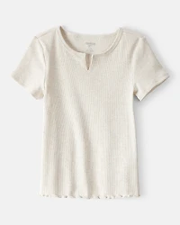 Girls Cotton Short-Sleeve Top - Oatmeal