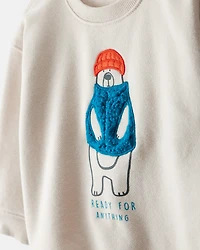 Baby Boy DayDream Fleece Bear Pullover Sweatshirt - Cream