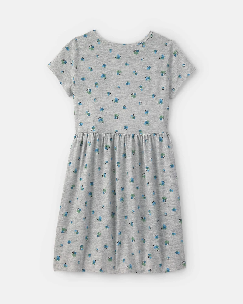 Girls Floral Short-Sleeve Dress