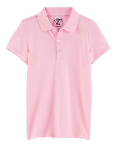 Girls Pique Cotton Uniform Polo - Pink