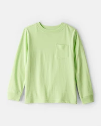Boys Solid Pocket Long-Sleeve Tee - Green
