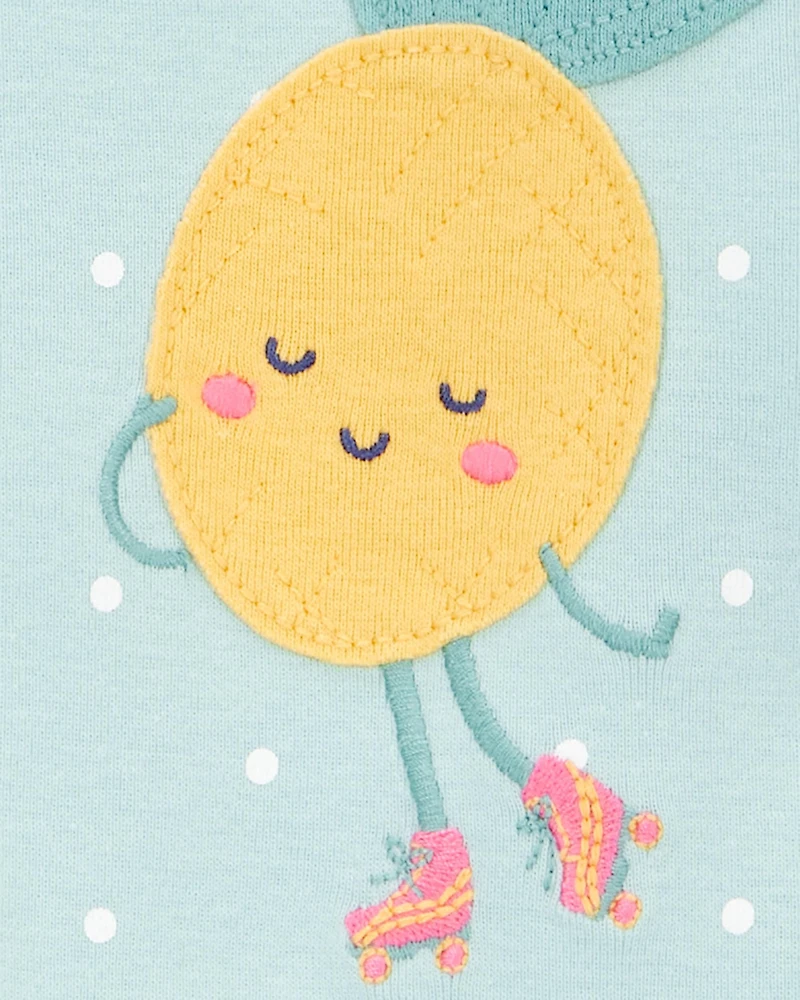 Baby Girl 1-Piece Pineapple 100% Snug Fit Cotton Footie Pajamas - Green