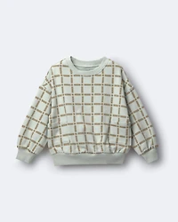 Toddler Otter Sweatshirt™ with Pockets in Checkered Print - Light Blue