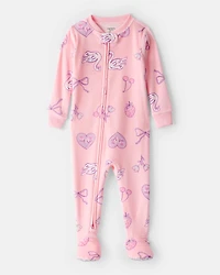 Toddler Girl Swan DreamPlush Snug Fit 1-Piece Pajamas - Pink