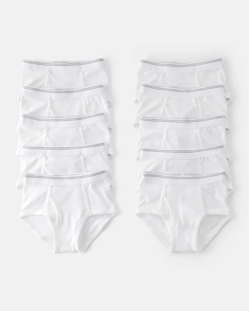 Toddler Boy 10-Pack Brief Underwear - White