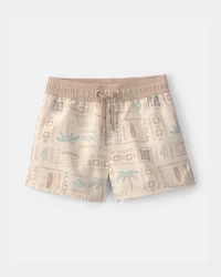 Toddler Boy Surf Swim Trunks - Tan